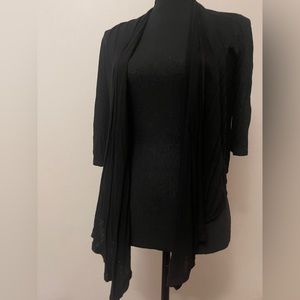 Black Half-Sleeve Cardigan Crop Tie